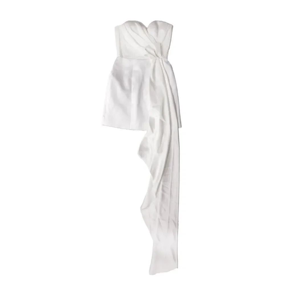 Halpern Exclusive Draped Satin Bustier Mini Dress in White NWOT Size 42/ 10